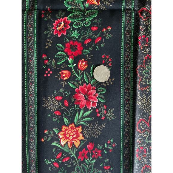 Vintage Joan Kessler Concord Fabric Piece Black Red Green Gold - Picture 2 of 2